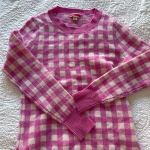 J. Crew Pink and White Checkered Sweater